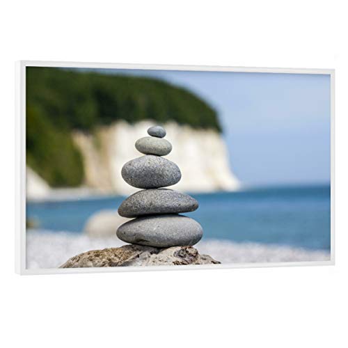 artboxONE Poster mit weißem Rahmen 75x50 cm Reise/Strand und Meer Steinturm vor Steilküste - Bild rügen von artboxONE