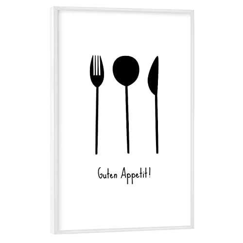 artboxONE Poster mit weißem Rahmen 75x50 cm Typografie Besteck - Guten Appetit! (No.1) - Bild Bon Appetit von artboxONE