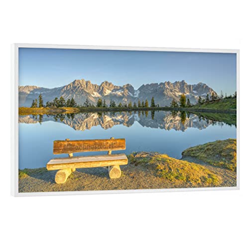 artboxONE Poster mit weißem Rahmen 90x60 cm Natur Lieblingsplatzl Wilder Kaiser - Bild österreich astberg astbergsee von artboxONE