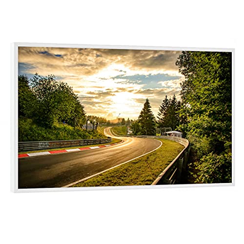 artboxONE Poster mit weißem Rahmen 90x60 cm Natur Sonnenuntergang an der Rennstrecke - Bild nürburrging Auto cat von artboxONE