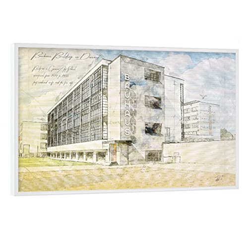 artboxONE Poster mit weißem Rahmen 90x60 cm Städte Bauhaus - Bild Architecture Sketch von artboxONE