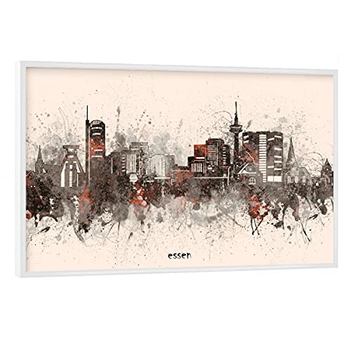 artboxONE Poster mit weißem Rahmen 90x60 cm Städte Essen Skyline Artistic beige - Bild Essen beige Cities von artboxONE