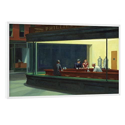 artboxONE Poster mit weißem Rahmen 90x60 cm Städte Nighthawks - Bild Edward Hopper Architektur Buildings von artboxONE