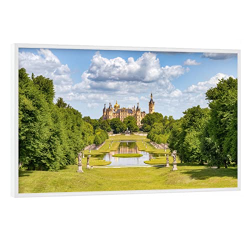 artboxONE Poster mit weißem Rahmen 90x60 cm Städte Schlossgarten und Schloss Schwerin - Bild Schwerin von artboxONE