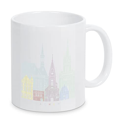 artboxONE Tasse Aachen Skyline Pastell von Paul Rommer - Kaffeetasse Städte von artboxONE