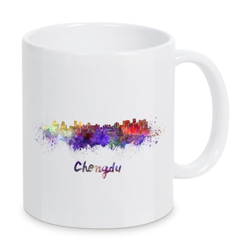 artboxONE Tasse Chengdu Skyline in Watercolor von Paul Rommer - Kaffeetasse Städte artboxONE Tasse Chengdu Skyline in Watercolor von Paul Rommer - Kaffeetasse Städte von artboxONE