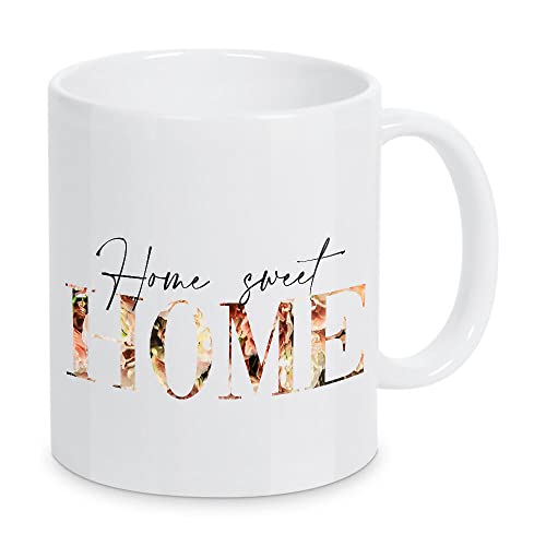 artboxONE Tasse Home Sweet Home Flowers pink von Paul Rommer - Kaffeetasse Typografie von artboxONE