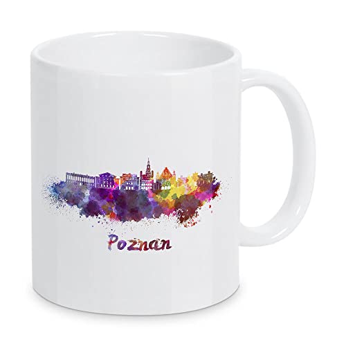 artboxONE Tasse Poznan Skyline in Watercolor von Paul Rommer - Kaffeetasse Städte von artboxONE