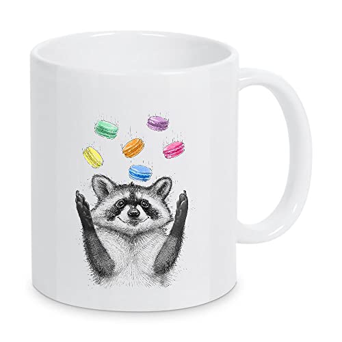 artboxONE Tasse Raccoon and Cookies von Nikita Korenkov - Kaffeetasse Natur von artboxONE