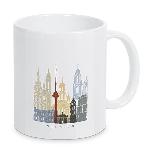 artboxONE Tasse Vilnius Skyline-b von Paul Rommer - Kaffeetasse Städte von artboxONE