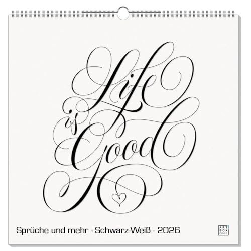artboxONE Wandkalender Quadratisch XXL 2026 Sprüche und mehr - Schwarz-Weiß Wandkalender Quadratisch XXL 2026 Typografie von artboxONE