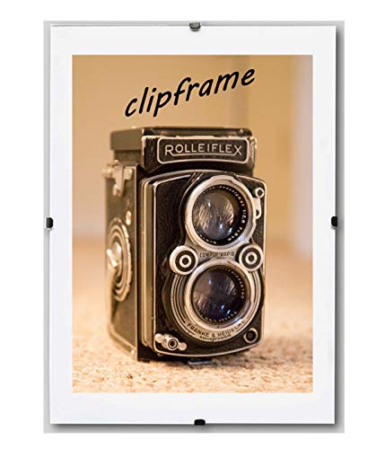 arte-tuo Rahmenloser Bildtrager clipframe 50 x 80 cm mit weißer Rückwand und 2 mm klarem Kunstglas von arte-tuo