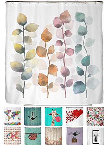 arteneur® - Bunte Blätter - Anti-Schimmel Duschvorhang 200x220 - Recycelt mit Öko-Tex Standard 100 - Beschwerter Saum, Blickdicht, Wasserdicht, Waschbar, 12 Ringe & E-Book von arteneur