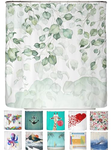 arteneur® - Hängende Blätter - Anti-Schimmel Duschvorhang 180x200 - Öko-Tex Standard 100 - Beschwerter Saum, Blickdicht, Wasserdicht, Waschbar, 12 Ringe von arteneur