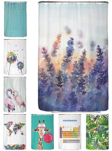 arteneur® - Lavendel - Anti-Schimmel Duschvorhang 120x180 - Recycelt mit Öko-Tex Standard 100 - Beschwerter Saum, Blickdicht, Wasserdicht, Waschbar, 8 Ringe & E-Book von arteneur