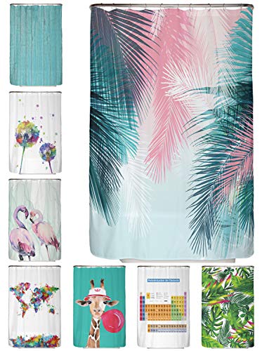 arteneur® - Palmenblätter - Anti-Schimmel Duschvorhang 120x180 - Recycelt mit Öko-Tex Standard 100 - Beschwerter Saum, Blickdicht, Wasserdicht, Waschbar, 8 Ringe & E-Book von arteneur