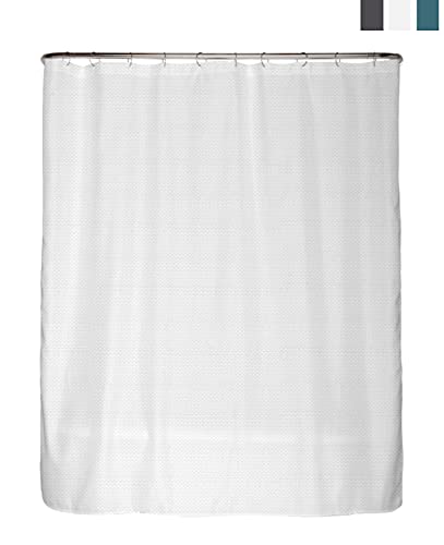 arteneur® - Premium Duschvorhang 180x200 – Antischimmel Duschvorhang Weiß mit Struktur-Stoff, Blickdicht, Wasserdicht, Waschbar & inkl. E-Book & Ringe (Schnee Weiß) von arteneur