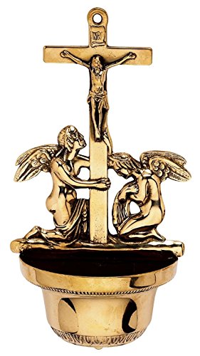 Weihwasserkessel aus poliertem Messing zur Wandmontage, mit Engeln, Kirche Weihwasserkessel aus poliertem Messing zur Wandmontage, mit Engeln, Kirche von arterameferro