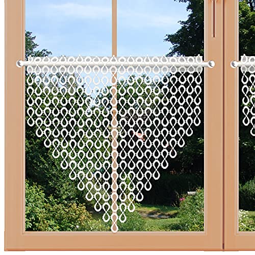 Scheibenhänger Isabella in weiß aus Plauener Spitze mit Gardinenband Flächengardine aus Luftspitze mit Ornament-Muster 60 x 45 cm von artex deko