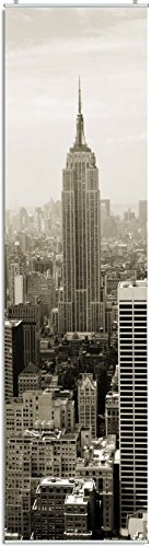 Schiebegardine New York Sepia Digitaldruck mit Paneelwagen, Klemmleiste, Schiebevorhang mit Flauschband (Oben angenäht) 245 x 60 cm von artex deko
