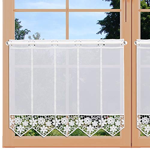 artex deko Feenhaus-Spitzengardine Kira weiß mit Blumenstickerei als Mini-Scheibenhänger oder Klassische Bistrogardine 2 Höhen artex deko Feenhaus-Spitzengardine Kira weiß mit Blumenstickerei als Mini-Scheibenhänger oder Klassische Bistrogardine 2 Höhen von artex deko