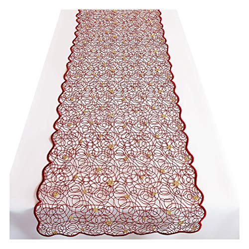 artex deko Hochwertiges Weihnachts-Tischdecken Set Beautiful Christmas gestickte Plauener Spitze in 5 Größen von artex deko