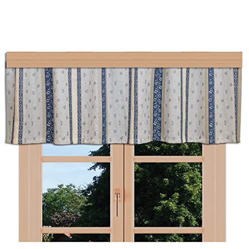 artex deko Landhaus-Querbehang Carlotta blau gestreift rustikale Gardine mit Reihband 40 cm hoch von artex deko