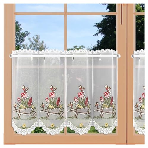 artex deko Landhaus Scheibenhänger Blütenfreude mit Vögelchen Echte Plauener Spitze Schheibenhänger mit Blumenmotiv 40 x 48 cm von artex deko