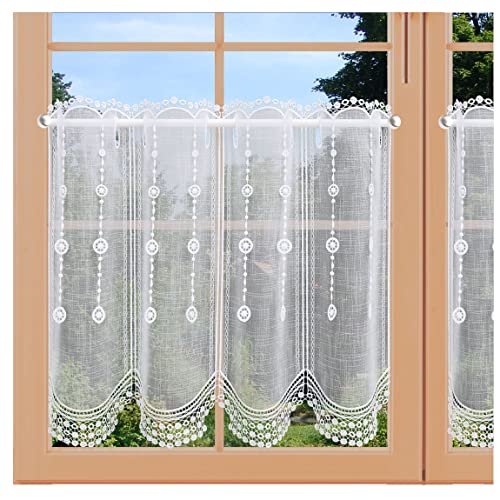artex deko Scheibengardine Alice Plauener Spitze Scheibenhänger weiß halbtransparent, Höhe 45 cm von artex deko