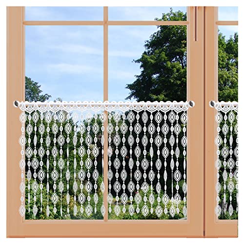 artex deko Scheibenhänger Fadengardine Jula Plauener Spitze Scheibengardine mit Ornamenten weiß 45 cm hoch von artex deko
