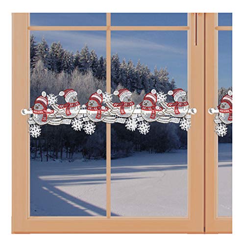artex deko Weihnachts-Feenhausspitze Winter-SPATZEN Zauberhafte Spitzenkante für Scheibengardinenstangen Plauener Spitze 12 x 117 cm von artex deko