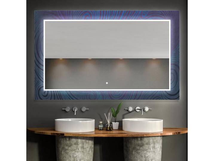 Hinterleuchteter dekorativer Spiegel für das Badezimmer - Blue Drawing von artforma