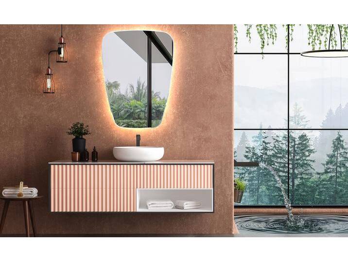 Unregelmäßiger asymmetrischer Spiegel mit LED Beleuchtung Z221 Unregelmäßiger asymmetrischer Spiegel mit LED Beleuchtung Z221 von artforma