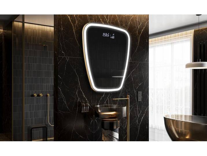 Unregelmäßiger asymmetrischer Spiegel mit LED Beleuchtung Z222 von artforma