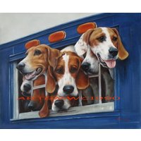 Original Foxhounds Fuchsjagd Ölgemälde - Jäger, Jäger Und Hunde Kunstwerk von artgmwc1990