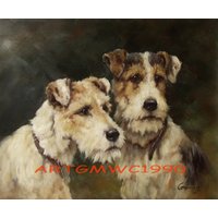 Zwei Rauhaar Foxterrier Ölgemälde Auf Leinwand - Inspiriert Von Arthur Wardle von artgmwc1990