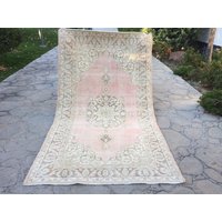 Boho Design Handgefertigter Teppich, Vintage Oushak 123 X 218 cm Innendesign Großer Teppich von arthandmadetr
