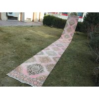 Gedämpfter Teppich Läufer, Teppichläufer, Oushak Handgefertigter Handgemacht 3 "x 24'9 "Ft von arthandmadetr