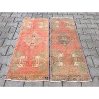 Gedeckte Teppiche, Orientteppich, Handgewebte Paar Überwurfteppiche, Oushak Kleine Teppichteppich, Gedeckte Teppiche von arthandmadetr