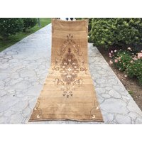 Teppichläufer, Oushak Brauner Bio Handgesponnener Schurwolle Läufer, Breiter 3'3 "x 10'2" von arthandmadetr
