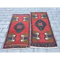 Vintage Wollteppiche Paar Handgewebtes Traditionelles Teppich-Set Vintage Wollteppiche Paar Handgewebtes Traditionelles Teppich-Set von arthandmadetr