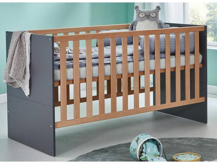 Kinderbett ARTHUR BERNDT Kinderbett »Alessio« 70 x 140 cm , schwarz (anthrazit, buche natur, anthrazit, anthrazit), B:76cm H:84cm L:143cm, Betten von arthur-berndt