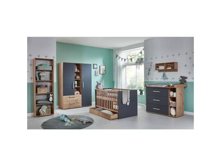 arthur berndt BABYZIMMER, Anthrazit, Eiche Artisan, Kunststoff, 5 Schubladen, 1x1x1 cm, Blauer Engel, Hergestellt in Deutschland, Babymöbel, Babyzimmer-Sets von arthur-berndt