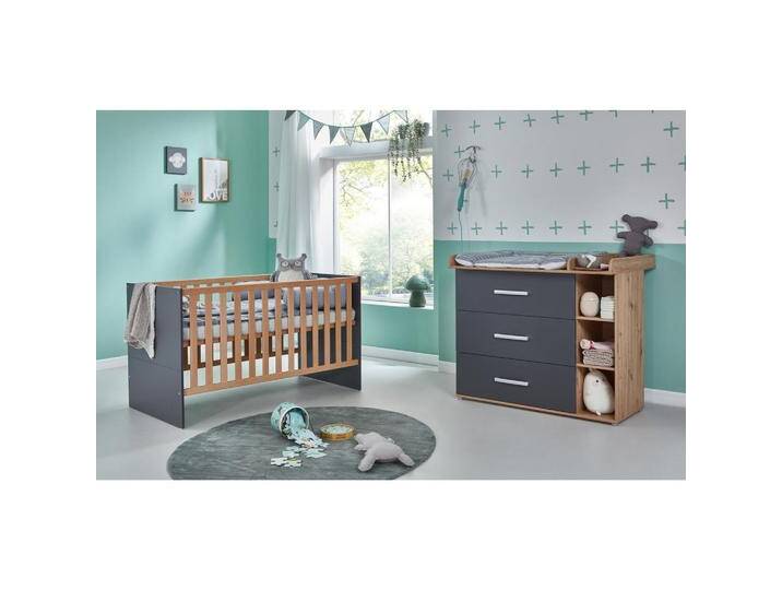 arthur berndt BABYZIMMER, Anthrazit, Eiche Artisan, Kunststoff, Echtholz, Nachbildung, 2 Fächer, 3 Schubladen, 1x1x1 cm, Blauer Engel, Hergestellt in Deutschland, Babymöbel, Babyzimmer-Sets von arthur-berndt