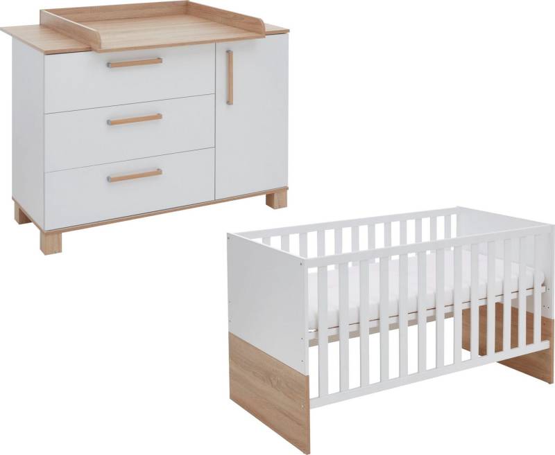 arthur berndt Babymöbel-Set Babyzimmer Set »Jana« 2-teilig, (Spar-Set, 2-tlg), bestehend aus Kinderbett und Wickelkommode von arthur berndt