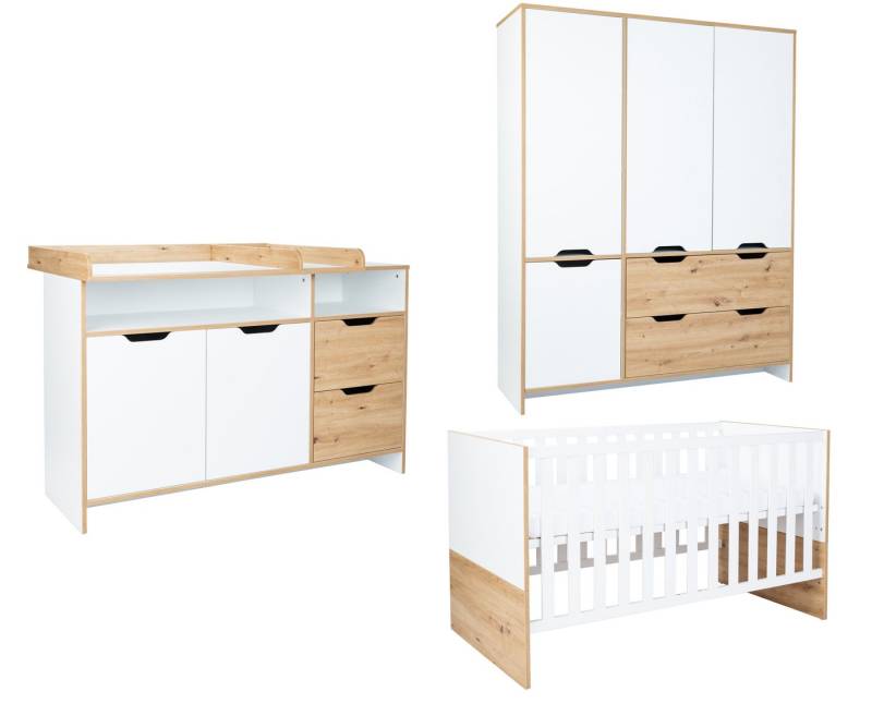 arthur berndt Babymöbel-Set Babyzimmer Set »Maxim« 3-teilig, (Set, 3-tlg., Babymöbel-Set »Maxim«), Gedämpfte Türen und Schubkästen von arthur berndt