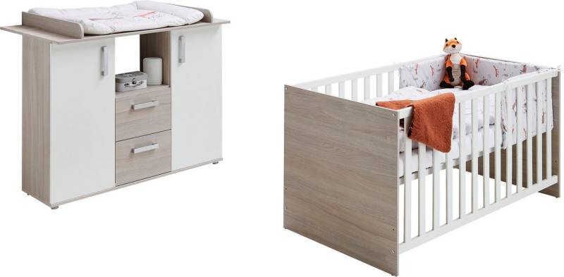 Home affaire Babymöbel-Set Geert, (Spar-Set, 2-tlg., Kinderbett, Wickelkommode), mit Kinderbett und Wickelkommode, Made in Germany von Home affaire