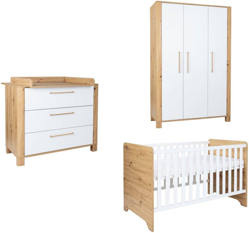 arthur berndt Babyzimmer-Komplettset Babyzimmer Set »Marlon« 3-teilig, (Set, 3-tlg., Kleiderschrank, Kinderbett und Wickelkommode) von arthur berndt