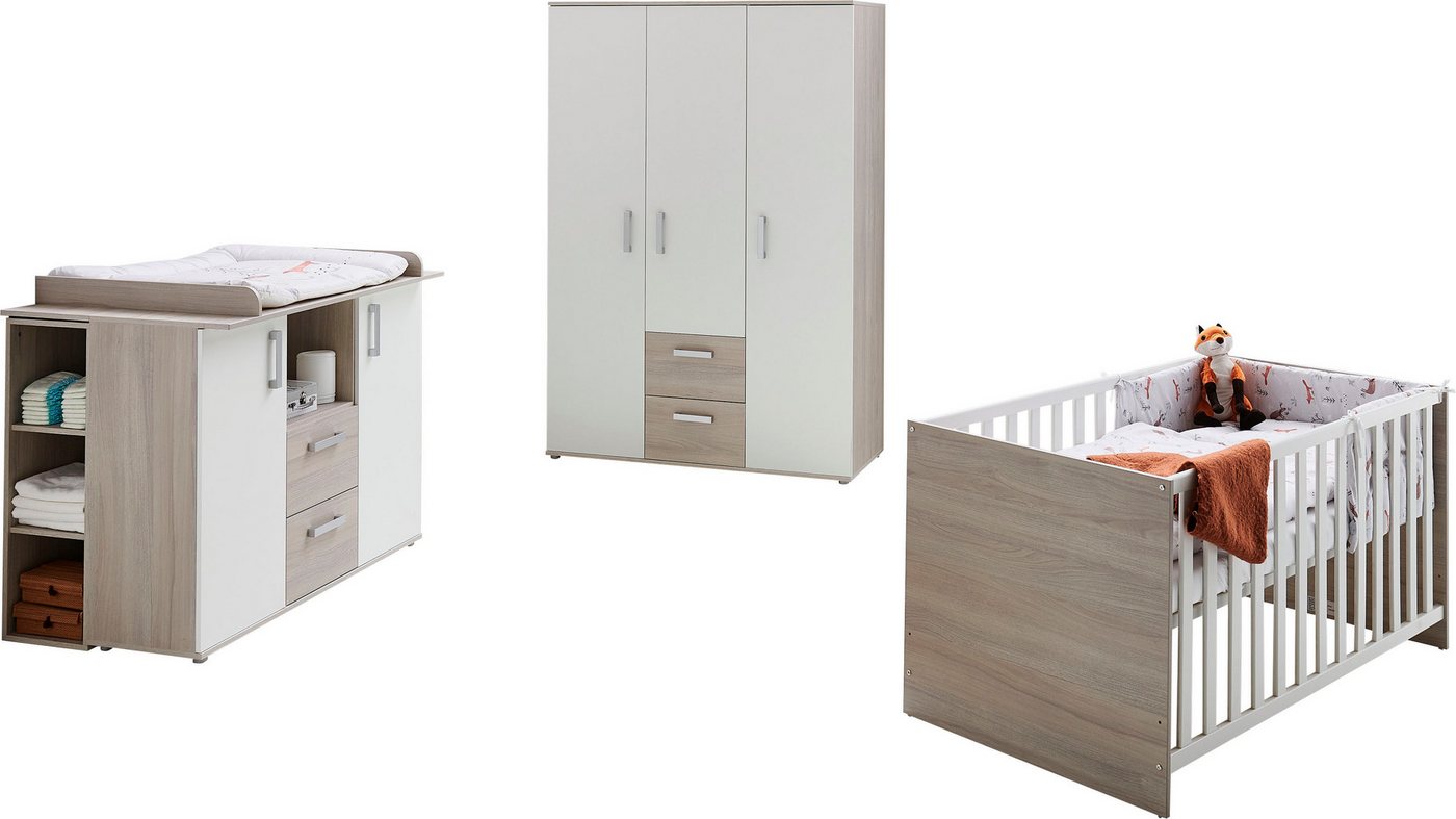 Lüttenhütt Babyzimmer-Komplettset Geert, (Set, 4-St., Kinderbett, Regal, Schrank, Wickelkommode), Made in Germany, mit Kinderbett, Regal, Schrank und Wickelkommode von Lüttenhütt