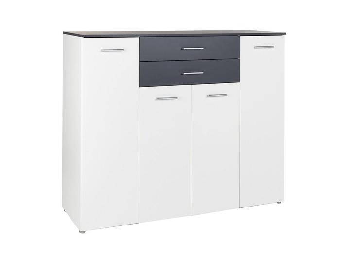 arthur berndt HIGHBOARD, Weiß, Anthrazit, 6 Fächer, 2 Schubladen, 156x123x39 cm, Blauer Engel, Hergestellt in Deutschland, Wohnzimmer, Kommoden & Sideboards, Highboards von arthur-berndt